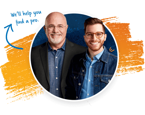 "We'll help you find a pro" with a photo of Dave Ramsey and George Kamel